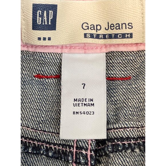 Gap Jeans Skirt Short Mini Blue Denim Pink Red Heart Shape Back Pocket Girl 7 - Picture 8 of 11